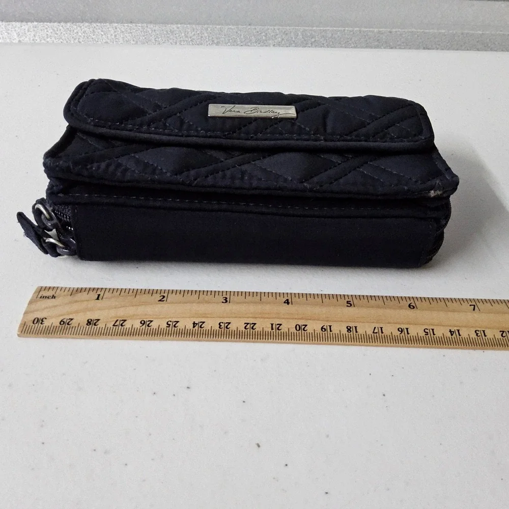Vera Bradley Wallet Clutch Quilted‎ Zip Around Card Holder Navy Blue - Picture 10 of 12